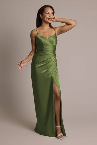 Picture of Charmeuse V-Notch Spaghetti Strap Dress